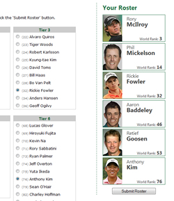 PGA Golf Majors Picksheet