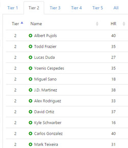 MLB Home Run Picksheet